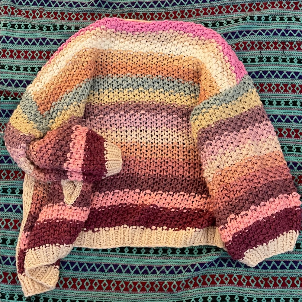 NWOT Boho Cardigan By Three Birds Nest in Pink Multie size L - Picture 3 of 10